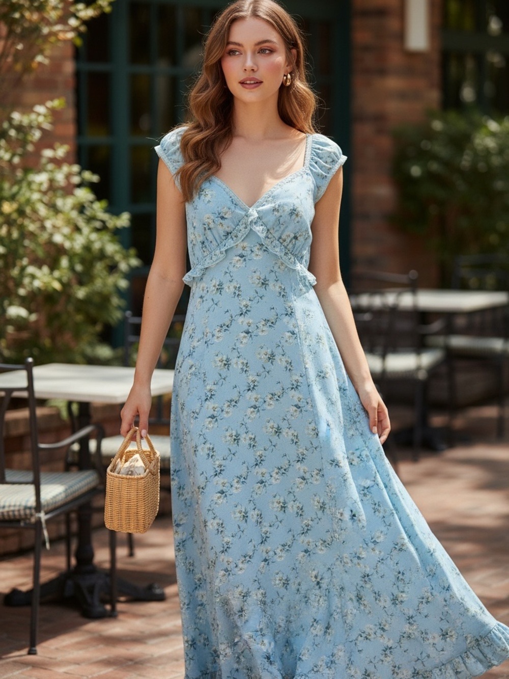 Max Studio sweetheart neck floral cap sleeve maxi dress